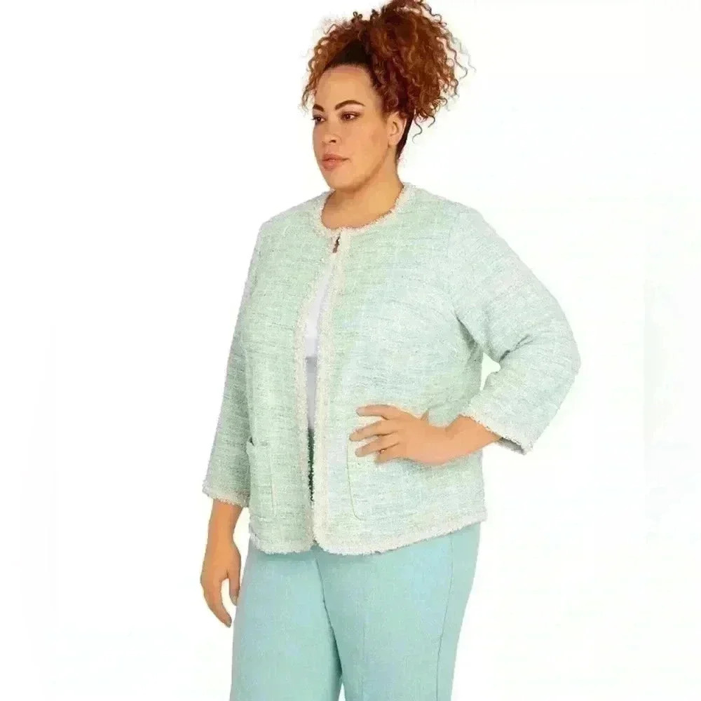 NWT Alfred Dunner Women’s Plus Size Lady Like Knit Boucle Cotton Jacket Size XL - Picture 4 of 14